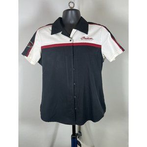 Indian Motorcycle Embroidered Button Work Short w/Patches, Mens Size L [E1]